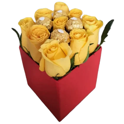 Box de Rosas Amarillas y Ferrero Rocher - Dulce Elegancia